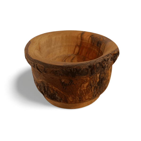 olive wood bowl with natural bark