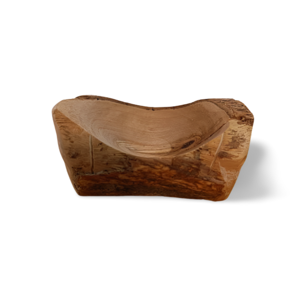 Small Unusual Oval Olive Wood Bowl - Image 2