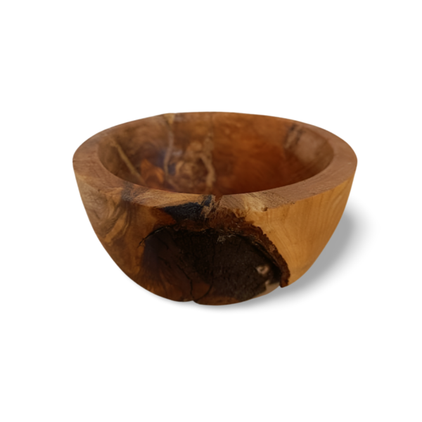 olive wood bowl with natural branch growth