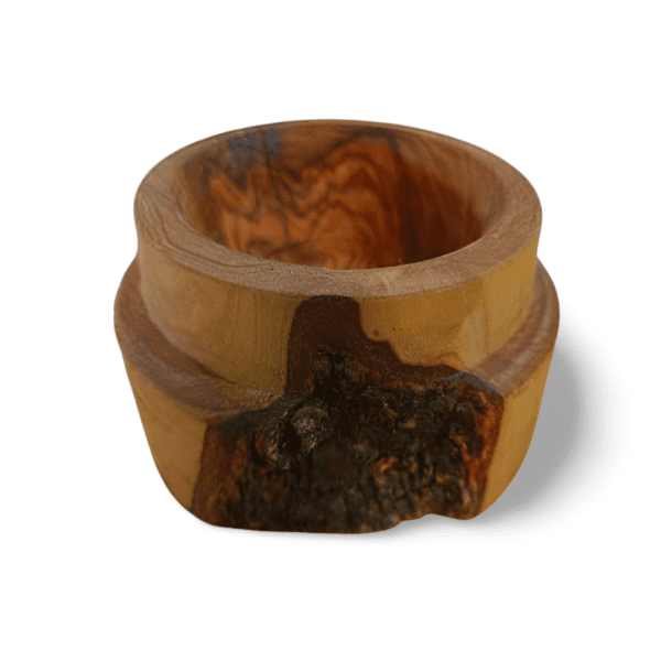 small olive wood bowl with double rim