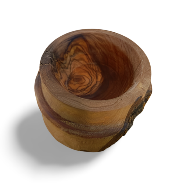 Small Olive Wood Bowl With an Unusual Double Rim - Image 3