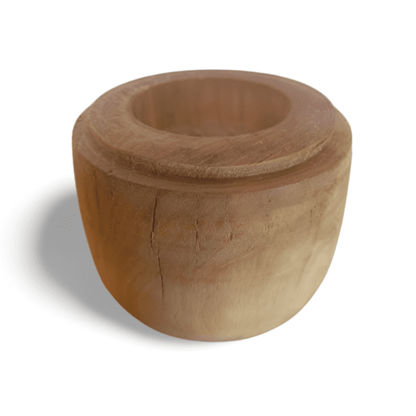 wooden candle holder with natural finish