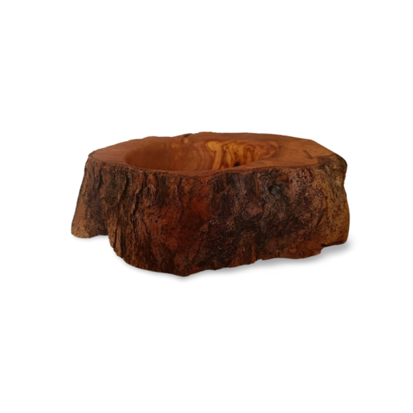 Large Olive Wood Bowl with Bark, Unique Natural Design