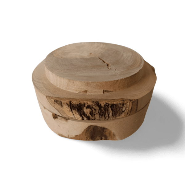 olive wood storage pot with lid