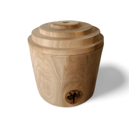 olive wood pot with unique lid