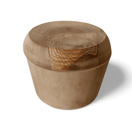 Handmade olive wood pot with lid