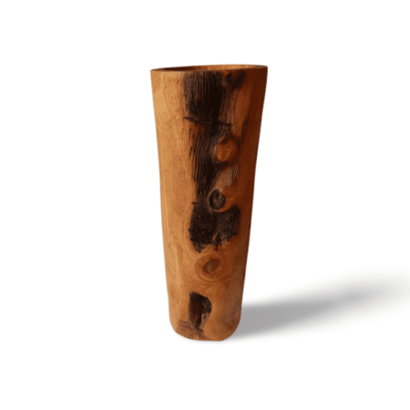 Fascinating tall olive wood candlestick