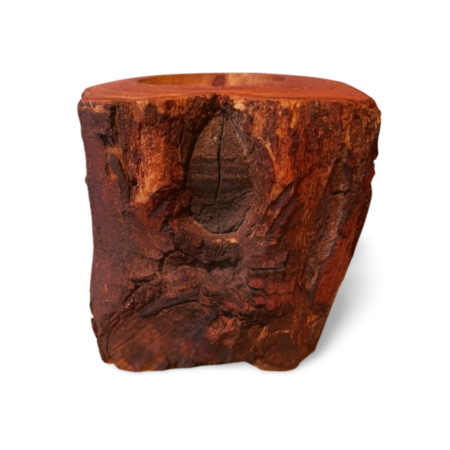 bark covered chunky candlestick holder