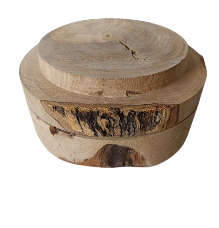 Olive wood trinket pot with lid